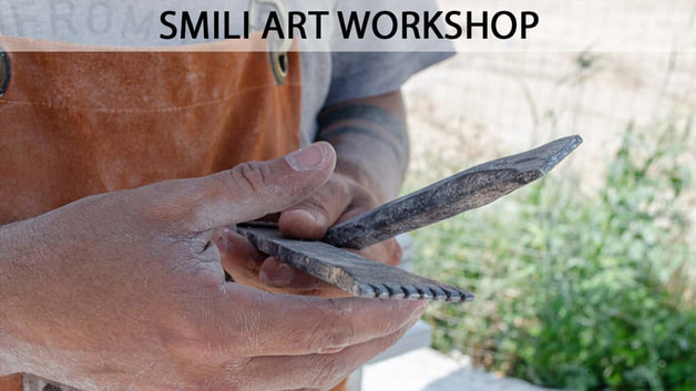Smili Art Workshop - A sculptor with his tools at Olympia Greece
